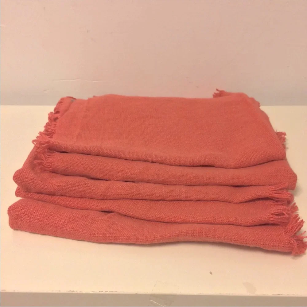 Serena & Lily square fringe placemats pink set of 5